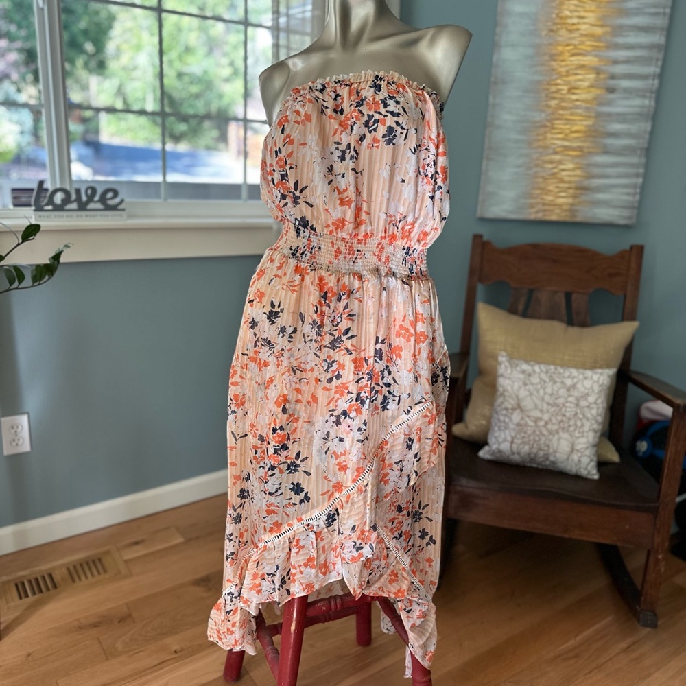 Ramy Brook Floral Strapless Dress EUC